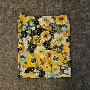Vintage Floral Women's Skirt in Yellow and Green